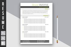 a professional resume template with a pencil next to it on top of a gray background