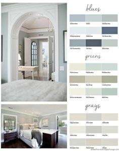 the color scheme for this bedroom is gray