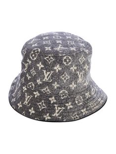 Blue and white denim Louis Vuitton bucket hat with LV monogram throughout, gold-tone hardware and leather trim at brim. Louis Vuitton Bucket Hat, Lv Monogram, Belt Shop, Designer Gifts, White Denim, Christian Louboutin Shoes, Handbags On Sale, Sweater Accessories, Sneakers For Sale