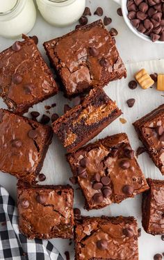 chocolate brownies with peanut butter and chocolate chips