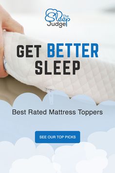 someone is holding their mattress with the text get better sleep best rated mattress toppers see our picks