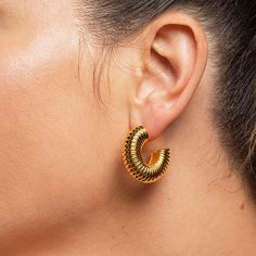 Light and airy, these are the hoops you’ve been needing to wear and pair with your go-to accessories. Mix it up with minimal studs or hoops. You really can’t go wrong with our girl, Sutton. How we style our hoops: Made to wear solo or sweetly stacked, it’s your vibe and we’re here for it. For multiple piercings, dress up your lobes with our studs and huggies. It’s not always about the ears, though -- complete the look with our beloved necklace sets. FINAL SALE 1.2" diameter 8mm thick 14k gold- o Multiple Piercings, Gold Vermeil Jewelry, Necklace Sets, Gold Alloys, Vermeil Jewelry, Silver Plated Jewelry, Solid Gold Jewelry, Gold Filled Jewelry, Our Girl