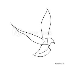 a single line drawing of a bird flying in the air with its wings spread out