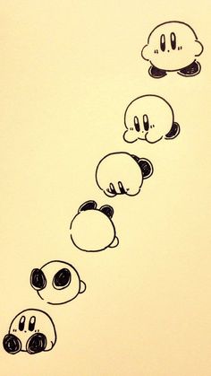 a drawing of four cartoon heads in the air