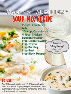 a recipe for soup mix in a jar with instructions on how to make it and what to use it