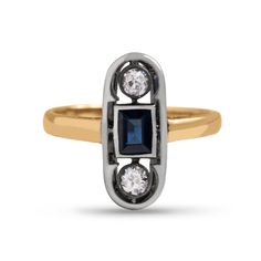 14k yellow gold and sterling silver estate diamond and sapphire ring Funky Ring, Funky Rings, Let's Chat, Ring Sale, Design Consultant, Diamond Bands, Sale Design, Sapphire Ring, Blue Sapphire