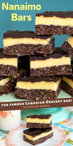 How to make classic Nanaimo bars! These famous Canadian dessert bars have a chocolate coconut base, a custard filling, and chocolate topping! Canadian Dessert, Best Holiday Cookies, Nanaimo Bars, Bakery Foods, Dessert Bar Recipe, Custard Filling, Bar Recipe, Bar Cookies