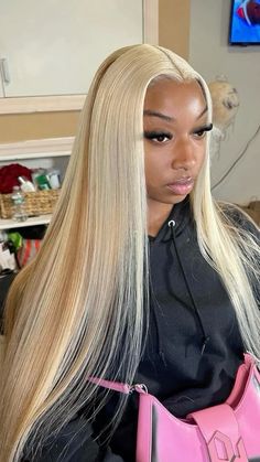 Blonde Weave Hairstyles For Black Women, 2 Toned Blonde Hair, 316 Blonde Wig, Blond Lace Front Wig Black Women, Blonde Leave Out, 613 Buss Down Middle Part, Blond Frontal Wig, 613 Middle Part Buss Down, Blonde Closure Sew In