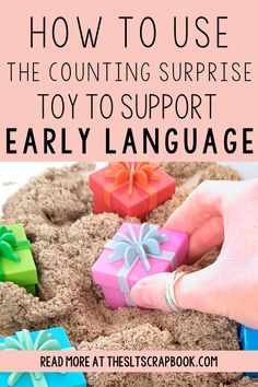 The counting surprise party toy is a fun early intervention speech therapy activity to support language skills. In my blog, I give four ways to use this toy in early intervention play based speech therapy such as what’s in the bag activity and adding to your sensory bins. This counting surprise party toy can also be used to practice many different words such as core words, verbs, prepositions, practicing sounds, and using the object in play for more speech therapy activities. Early Language Activities Speech Therapy, Speech Therapy Toys, Early Intervention Activities, Sounds Activities, Early Intervention Speech Therapy, Phonological Awareness Activities, Therapy Activity, Play Based Learning Activities, Therapy Toys