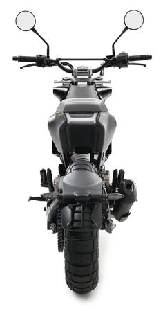 the front view of a motorcycle on a white background