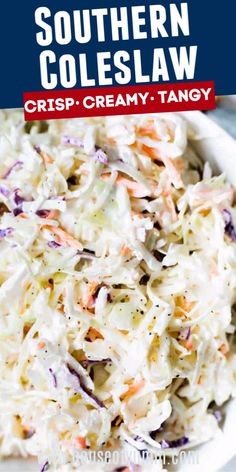 a white bowl filled with coleslaw slaw