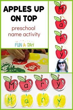 apples up on top preschool name activity for the month of may with free printables