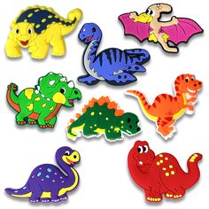 the dinosaur magnets are all different colors