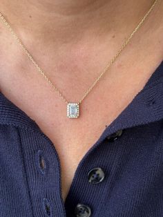 One of my favorite gemstones to work with, Moissanite has a beautiful brilliance and sparkle just like that of a diamond. Hence, our Moissanite emerald cut necklace is a must-have! Information: ✨ Sterling Silver ( 925 stamped) | 14K Gold ✨ Genuine Moissanite Gemstones ✨ Adjustable: 16" - 18" ✨ Hypoallergenic ✨ Tarnish Resistant Our emerald cut Moissanite necklace is a highlight of our craftsmanship and attention to detail, from the metals chosen to the perfectly set gemstones. For us, quality is Emerald Cut Necklace, Emerald Cut Solitaire, Halo Necklace, Emerald Cut Moissanite, Moissanite Necklace, Solitaire Necklaces, Emerald Cut, Sterling Silber, Silver 925