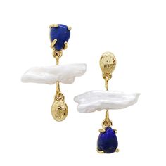 Price for 2pcs(1 set) Colored Stone, Earring Gold, Natural Pearl, Pearl Color, Elegant Earrings, Natural Pearls, Stone Earrings, Elegant Fashion, Lapis Lazuli