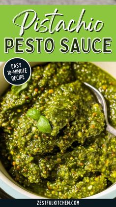 This Pistachio Pesto is full of vibrant flavor and is the perfect sauce for any time of the year. Pistachio Pesto is a great condiment to meal prep for the week in just 10 minutes and with only 5 ingredients. Use it on pasta, chicken, fish — the options are endless! Fish Pesto, Pesto Fish, Pesto Uses, Staple Recipes, Lemon Garlic Butter Sauce, Pistachio Pesto, Pasta Chicken, Homemade Condiments, Condiment Recipes