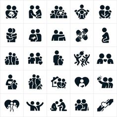 people and family icon set in black on white background stock photo - budget conscious living