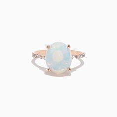 Effy Aurora 14K Rose Gold Opal and Diamond Ring Oval Rose Gold 14k Ring, Heirloom Rose Gold Oval Opal Ring, Rose Gold 14k Gold Opal Ring, Rose Gold Opal Ring Fine Jewelry, Opal And Diamond Ring, Rose Stone, Effy Jewelry, Jewelry Stand, Gold Rose