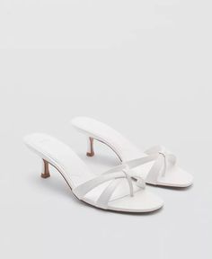 MANGO - Chic White Sandals With Single Toe Strap, White Sandals For Summer Evenings, White Sandals For Evening In Summer, White Evening Sandals For Summer, Chic White Low Heel Sandals, White Single Toe Strap Heels For Summer, White Heels With Single Toe Strap For Summer, Chic White Strappy Sandals, Strappy Sandals Heels