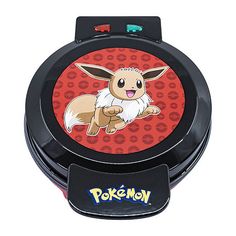 the pokemon pikachu design is on top of a black and red device holder