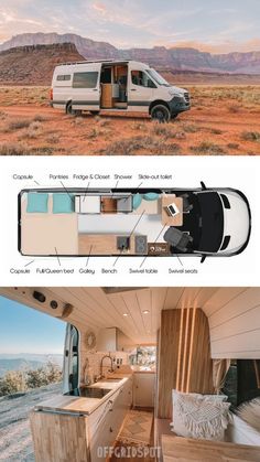 the inside and outside view of an rv