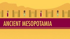 an ancient mesopoptamia poster with people in the background