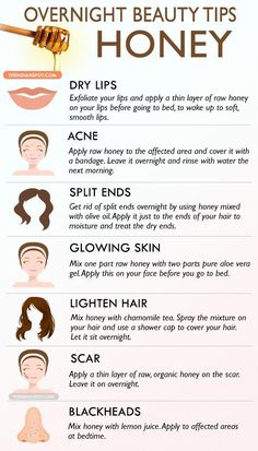 Honey can be used in many different ways to treat your skin and hair, so here are few ways to use honey in an overnight beauty treatment. Use honey in your b... #BeautyTipsForSkin Beauty Tips With Honey, Hair And Skin Care, Overnight Beauty, Beauty Tips For Skin, Smooth Lips, Natural Beauty Tips, روتين العناية بالبشرة, Diy Skin Care