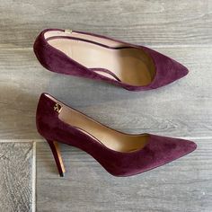 Excellent Condition Only Worn A Handful Of Times. Beautiful Maroon/Eggplant Color. So Classy And Goes With Any Outfit. Eggplant Color, Tory Burch Shoes, Suede Heels, Eggplant, Shoes Women Heels, Tory Burch, Shoes Heels, Women Shoes, Heels