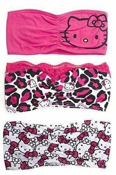 three hello kitty headbands are lined up on top of each other in different colors