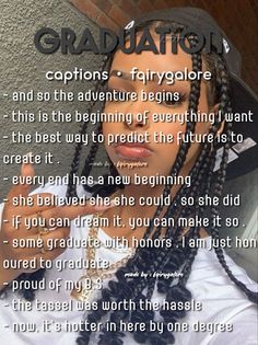 an image of a woman with braids on her head and the words graduation written in black