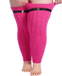 Plus Size Leg Warmers Cable Knitted - Pink | Moon Wood Long Leg Warmers, Thigh High Leg Warmers, Plus Size Tights, Knit Leg Warmers, Leg Warmer, Pink Moon, Thigh High Socks, Thigh High Stockings, Long Knit