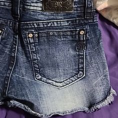 Very Nice, Missing 1 Rhinestone On Right Leg Easy To Replace, Obo Miss Me Shorts, Miss Me, Jean Shorts, Color Blue, Womens Shorts, Women Shopping, Blue, Color, Denim Shorts