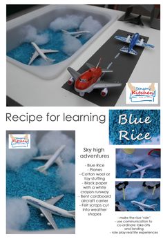 the blue rice recipe for learning how to fly an airplane is shown in this brochure