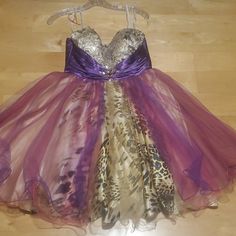 Excellent Condition. Never Worn. 6 Layers. 30in Long Sequin Party Dress, Pink Purple, Strapless Dress, Party Dress, Womens Dresses, Purple, Dresses, Pink, Women Shopping