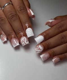 Nail Designs No Acrylic, Abstract Nails, Unique Acrylic Nails, Acrylic Nails Coffin Short, Short Acrylic Nails Designs, Pink Acrylic Nails