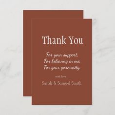 a thank card with the words, thank you for your support