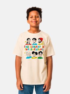 "What a joy to collaborate with Out of Print! You DO belong in books, libraries are for everyone. Every person, just as they are, can find a friend in books, find a friend at the library. Books + Library + You = Joy ✨" -Mychal Threets Product Details 100% cotton Direct-to-Garment printing Color: natural Design by Devon Blow. Devon is an artist & book lover from Los Angeles, California. She creates vibrant art that centers on marginalized communities and celebrates diversity. Size & Fit Unisex si Books Library, Natural Design, Library Books, Vibrant Art, Artist Books, The Library, T Shirt Print, Book Lover, Print Shop