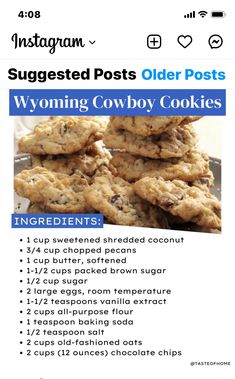 an image of some cookies on top of each other with the words wyoming cowboy cookies