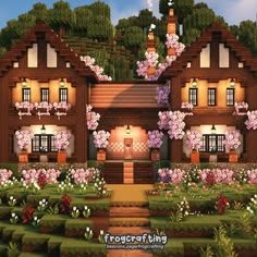 i've survived 1 year in this world and to celebrate we built this beautiful cherry house in the world to act as our relic museum for all of our milestone items!!🌿🥰 #cottagecoreminecraft #cottagecore #cottage #minecraftcottage #minecraftaesthetic #aesthetic #aestheticminecraft #fairycore #frogcrafting Minecraft Build House, Hardcore Minecraft, Cherry House, Blossom House, Minecraft Mansion, Minecraft World, Minecraft Interior Design, Bangunan Minecraft, Minecraft House Plans