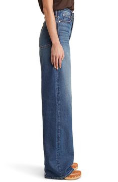 Sport a vintage-chic vibe in these faded jeans made from nonstretch denim with a high waist and full-length wide legs. 33" inseam; 20" leg opening; 11 1/2" front rise; 14 1/2" back rise (size 24)   100% recycled cotton   Machine wash, dry flat   Imported Cole Haan Women Shoes, High Waist Wide Leg Jeans, High Rise Wide Leg Jeans, New York Aesthetic, Concert Looks, Faded Jeans, Cole Haan Women, Models Off Duty, Sweaters And Leggings