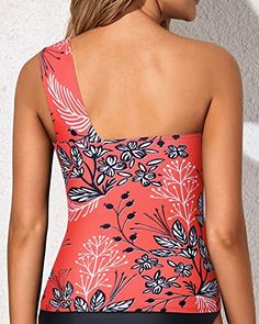 With its flattering ruched detailing and one shoulder strap, this tankini top is a perfect addition to your swimwear collection.Features: Swimwear Type: tankini top Style: elegant, cute bathing suits Fabric: 82% nylon, 18% spandex Top Type: push up Closure: pull on closure Neckline: one shoulder swimwear Back Style: backless Chest Pad: padded Color: red floral Decoration: ruched, tummy control Garment Care: hand wash Spandex Top, Cute Bathing Suits, Floral Decoration, Suit Fabric, Swimwear Collection, Tankini Top, Swim Top, Chest Pad, Style Elegant