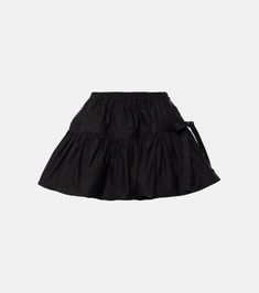 Deesser bow-detail miniskirt in black - Alaia | Mytheresa Alaia Outfit, Alaia Skirt, Hooded Crop Top, Bow Skirt, White Midi Skirt, Spring Knits, Latest Skirts, Classic Denim Jacket, Color Name