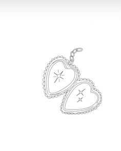 two heart shaped keychais with stars on the top and one in the middle