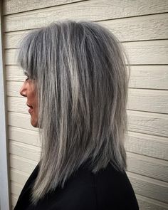 Choppy Salt and Pepper Cut Wigs 100% Real Human Hair for Caucasian Women Grey Hair With Bangs, Salt And Pepper Hair, Gorgeous Gray Hair, Professional Hair Color, Beautiful Gray Hair, Gray Hair Cuts, Silver Grey Hair, Short Grey Hair, Gray Hair Highlights