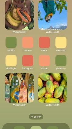 the color scheme for different fruits and vegetables