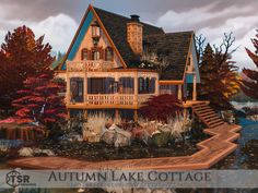 Sims4 Inspiration, Cottage Floor Plan, Grey Stone Wall, The Sims 4 Lots, Sims Houses, Sims 4 Bedroom, Houses Ideas, Townhouse Designs, Autumn Lake