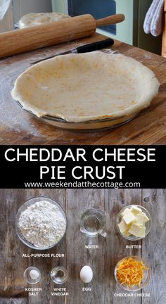 the ingredients to make cheddar cheese pie crust