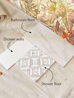 an image of bathroom flooring being installed on the wall with instructions to install it