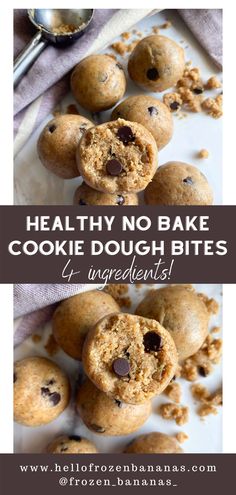 healthy no bake cookie dough bites with chocolate chips