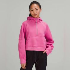 Lululemon Scuba Oversized Half-Zip Hoodie, Pink Blossom, Size Xs/S - New With Tags, No Known Flaws With An Oversized Fit And The Soft, Cozy Fabric You Love, This New Scuba Silhouette Keeps Your Post-Practice Comfort At Peak Levels. Light Cotton Terry Fabric Is Lightweight, Naturally Breathable, And Soft Against Your Skin - Lightweight - Naturally Breathable Features Designed For: On The Move Zipper Garage: Helps Protect Your Chin From Uncomfortable Chafe Kangaroo Pocket : With Zip And Hidden Media Storage Emergency Hair Tie: Elastic Zipper Pull Doubles As An Emergency Hair Tie Thumbholes: Help Keep Your Sleeves In Place And Hands Warm Scuba Jacket, Lululemon Hoodie, Lululemon Scuba Hoodie, Lululemon Scuba, Half Zip Hoodie, Pink Blossom, Women Hoodies Sweatshirts, Pink Hoodie